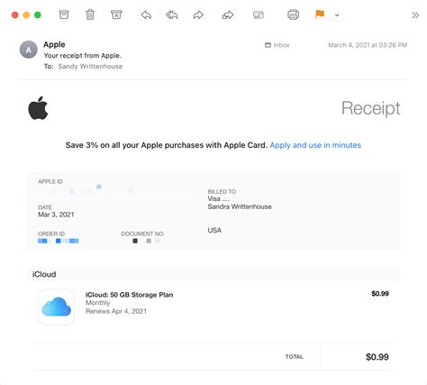 your receipt from apple